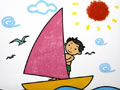 儿童绘画作品帆船