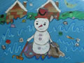 儿童绘画作品雪人扫垃圾