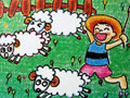 儿童绘画作品赶羊的小男孩