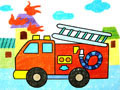 儿童绘画作品消防车