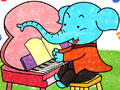 儿童绘画作品大象钢琴师