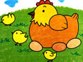 儿童绘画作品鸡妈妈和小鸡