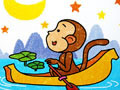 儿童绘画作品猴子的香蕉船