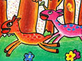 儿童绘画作品奔跑的小鹿