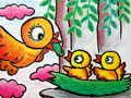 儿童绘画作品温馨的鸟巢