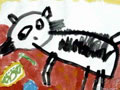 儿童绘画作品《我们家的小花狗》