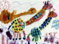 儿童绘画作品《会唱歌的长劲鹿》