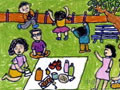 儿童绘画作品《野餐》