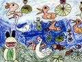 儿童绘画作品《水里游一游》
