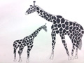 儿童画作品欣赏长颈鹿妈妈与她的孩子