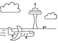 儿童画作品欣赏起跑中的飞机