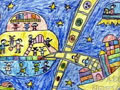 儿童画作品欣赏《太空幼儿园》