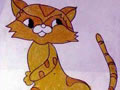 儿童画作品欣赏《守时的小花猫》