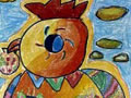 儿童画作品欣赏《骄傲的鸡仔》
