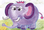 长鼻子大象儿童画作品欣赏图片