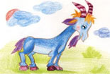长角的山羊儿童画作品欣赏彩色铅笔画