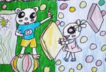 欢欢喜喜迎新年水溶儿童画作品欣赏彩色铅笔画