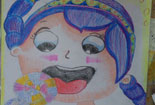 儿童画作品欣赏图片-爱吃棒棒糖的女孩