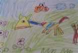 儿童画作品欣赏动物铅笔画-花毛驴