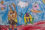 儿童画作品欣赏图片-新龟兔赛跑