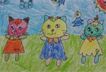 铅笔画图片大全-三只小花猫