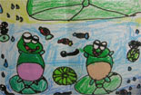 儿童画作品欣赏图片-“跳水冠军”青蛙