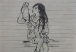 人物铅笔画素描-爱摄像的女孩