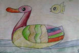 彩色铅笔画图片-小黄鸭