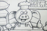 小猪家的煎饼铺子儿童画铅笔画图片