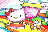 漂亮的hello kitty儿童画作品欣赏动物铅笔画