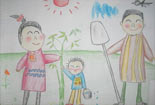 一家三口种竹子儿童儿童画作品欣赏