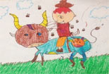 骑在牛背上唱歌儿童画作品欣赏作品