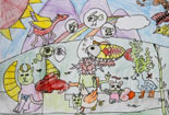 儿童画作品欣赏动物铅笔画-动物大会