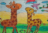 儿童画作品欣赏-长颈鹿先生