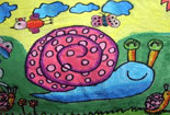 儿童画作品欣赏-慢吞吞地蜗牛