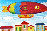 儿童画作品欣赏-热气球