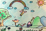 儿童画铅笔画图片-阳光快乐的生活