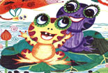 儿童画作品欣赏-青蛙的夏天
