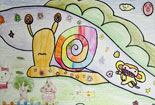 儿童画作品欣赏动物铅笔画-寻找快乐的蜗牛