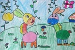儿童画作品欣赏动物铅笔画-可爱的花毛驴