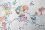 儿童画作品欣赏-气球飞行队