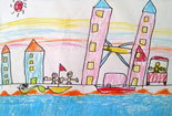儿童画作品欣赏-一望无际的大海