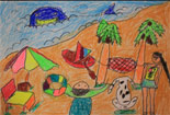 叔同画室儿童画作品欣赏-我去海边玩耍