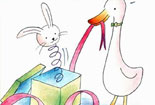 儿童画彩色铅笔画-调皮的小鸭子