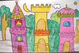 儿童画彩色铅笔画-古城堡