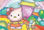 可爱彩色铅笔画-Hello Kitty