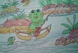 铅笔画图片大全-划船的小青蛙