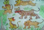 儿童画铅笔画图片-凶猛的老虎