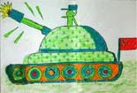 儿童画作品欣赏坦克帝国
