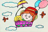 儿童画作品欣赏乘热气球环游世界